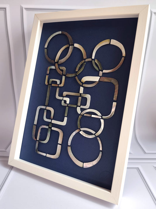 « Symbiose » – Tableau d’Art Géométrique en Nacre d’Exception